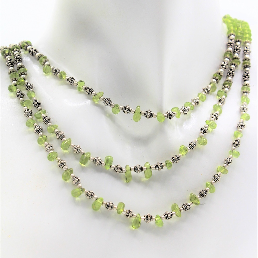 Multi strand peridot beaded necklace
